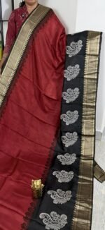 mysore crepe silk saree maroon black designer pallu MS262 hyderabad
