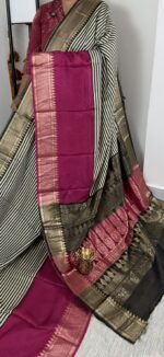 mysore crepe silk saree black pink weaving border MS261 hyderabad