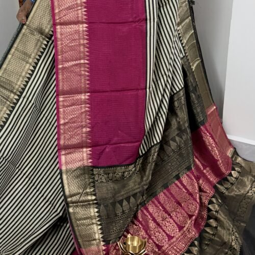 mysore crepe silk saree black pink weaving border MS261 hyderabad