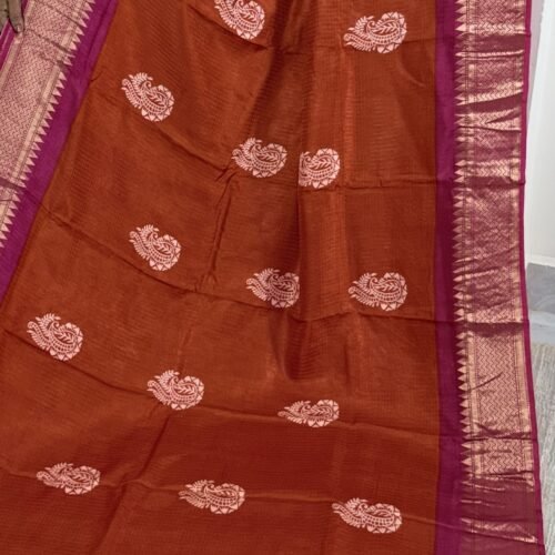 mysore crepe silk saree copper brown pink traditional MS265 hyderabad