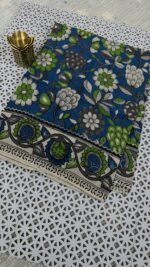 kalamkari cotton saree blue floral handloom KC31 hyderabad