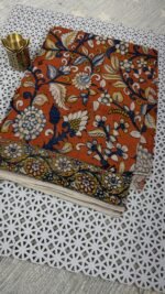 orange kalamkari cotton saree floral handloom KC36 hyderabad
