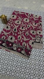pink kalamkari cotton saree floral butta handloom KC37 hyderabad