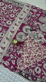 pink kalamkari cotton saree floral butta handloom KC37 hyderabad