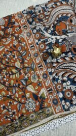 orange kalamkari cotton saree floral handloom KC36 hyderabad