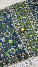 kalamkari cotton saree blue floral handloom KC31 hyderabad