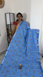 mangalagiri-semi-silk-saree-sky-blue-checks-hyderabad-mch2310