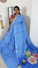 mangalagiri-semi-silk-saree-sky-blue-checks-hyderabad-mch2310