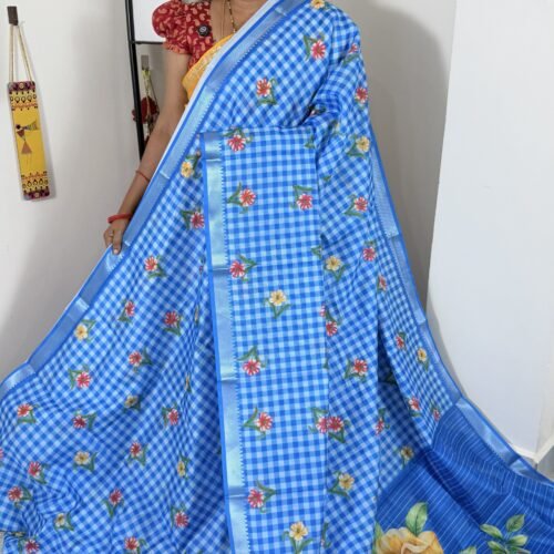 mangalagiri-semi-silk-saree-sky-blue-checks-hyderabad-mch2310