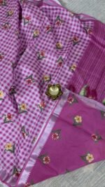 pink mangalagiri semi silk saree with floral prints hyderabad