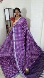 purple mangalagiri inspired semi silk saree with floral prints hyderabad