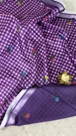purple mangalagiri inspired semi silk saree with floral prints hyderabad
