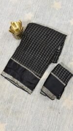 classic black viscose georgette checks saree Hyderabad