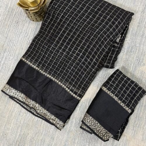 classic black viscose georgette checks saree Hyderabad