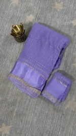 lavender viscose georgette checks saree with zari border Hyderabad