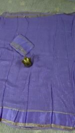 lavender viscose georgette checks saree with zari border Hyderabad