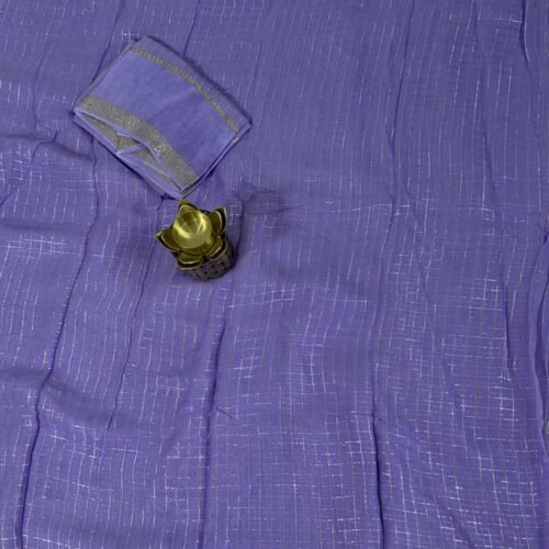 lavender viscose georgette checks saree with zari border Hyderabad