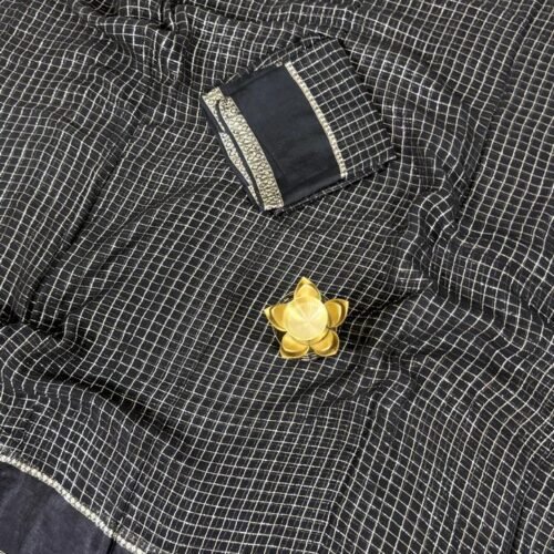 classic black viscose georgette checks saree Hyderabad