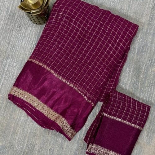 wine viscose georgette checks saree Hyderabad