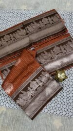 Soft Banarasi Katan Saree Hyderabad Rust Brown