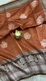 Soft Banarasi Katan Saree Hyderabad Rust Brown