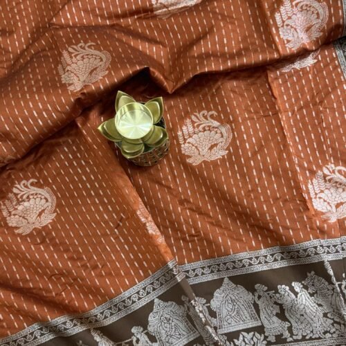 Soft Banarasi Katan Saree Hyderabad Rust Brown