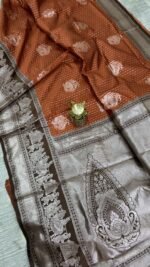 Soft Banarasi Katan Saree Hyderabad Rust Brown