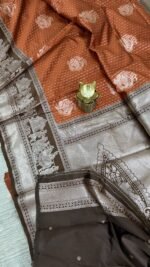 Soft Banarasi Katan Saree Hyderabad Rust Brown