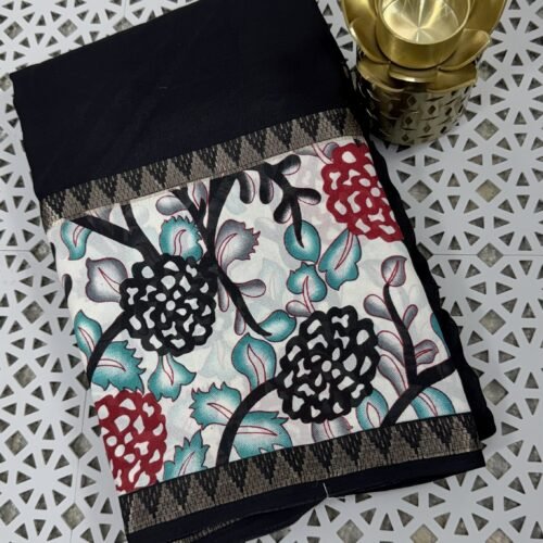 black Kalamkari silk saree Hyderabad KS58