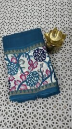 teal blue Kalamkari silk saree Hyderabad KS5803