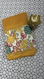 mustard yellow Kalamkari silk saree Hyderabad KS5805