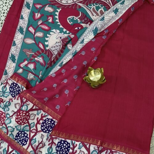 red Kalamkari silk saree Hyderabad KS5806
