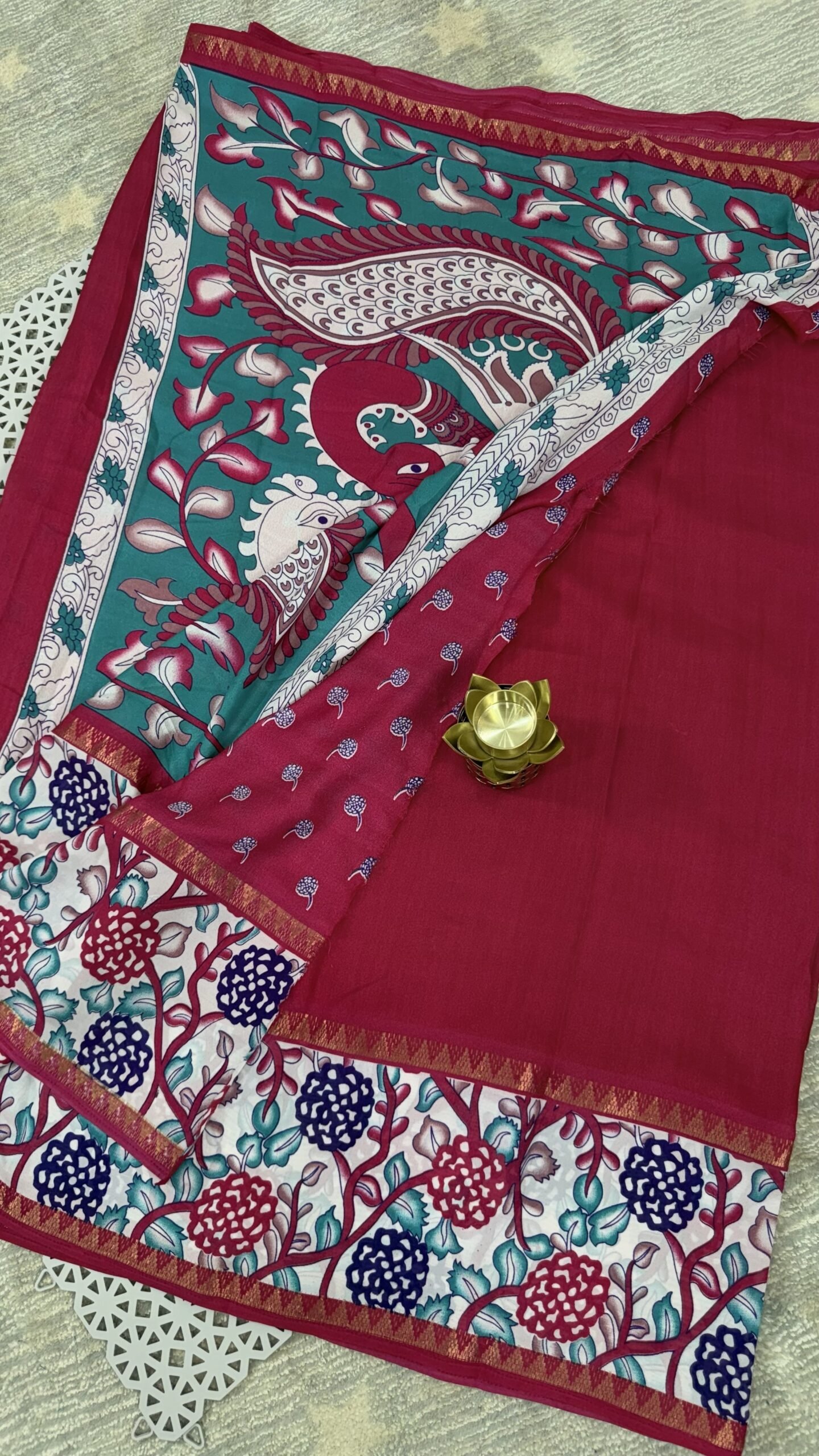 IMG_1715 red Kalamkari silk saree Hyderabad KS5806