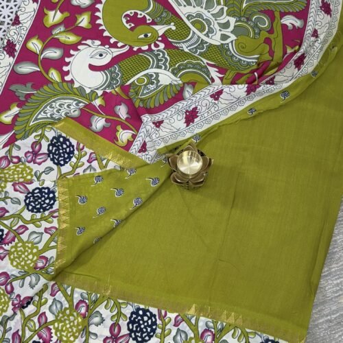 olive green Kalamkari silk saree Hyderabad KS5804