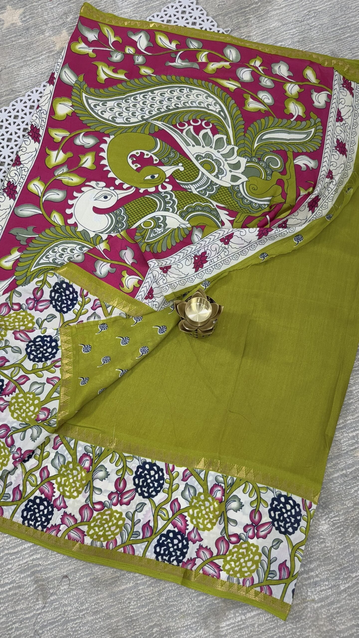 IMG_1724 olive green Kalamkari silk saree Hyderabad KS5804
