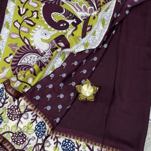 wine Kalamkari silk saree Hyderabad KS5802