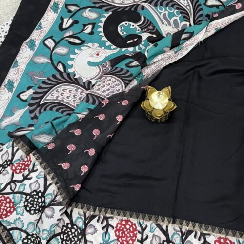 black Kalamkari silk saree Hyderabad KS58
