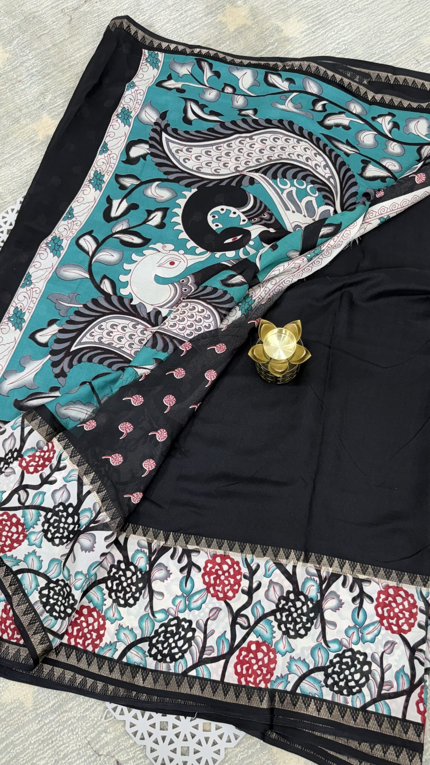 IMG_1727 black Kalamkari silk saree Hyderabad KS58