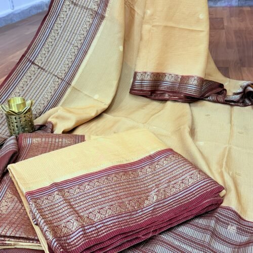 Vaira Oosi Saree with Rich Kanchi Border, Allover Zari Weaving Checks and Contrast Pallu by SASU Fashions