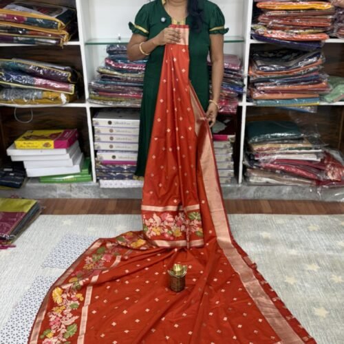 Banarasi Kaddi Georgette Saree with Meena Weaving Border by SASU Fashions
